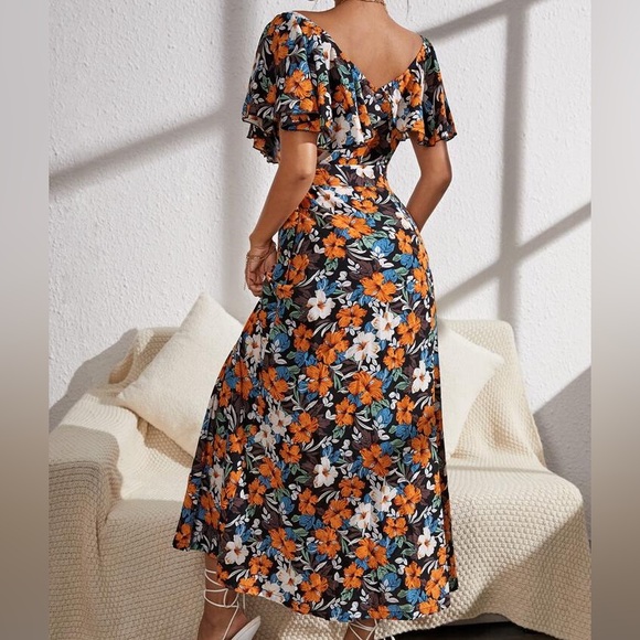 NWT! SHEIN VCAY Floral Print Split Thigh Dress - Picture 3 of 8